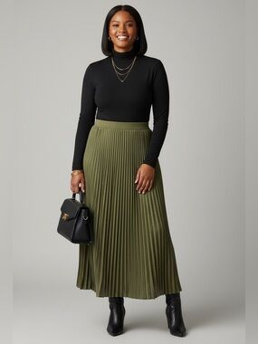 Cupshe Olive Green Pleated Maxi Skirt